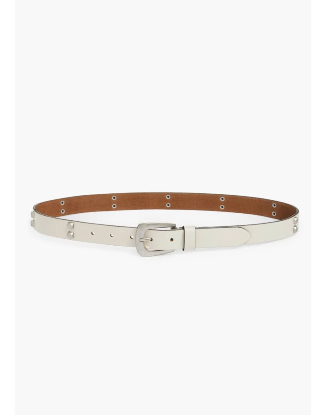 NWT AllSaints Hexagon Studded Leather Belt  X-Large, ROE / ANTIQUE NICKEL100